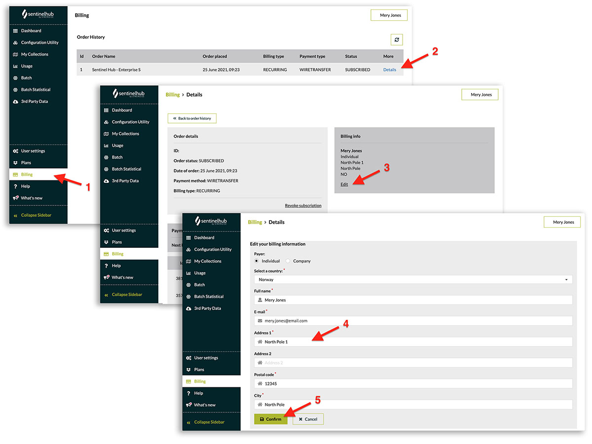 Change billing address